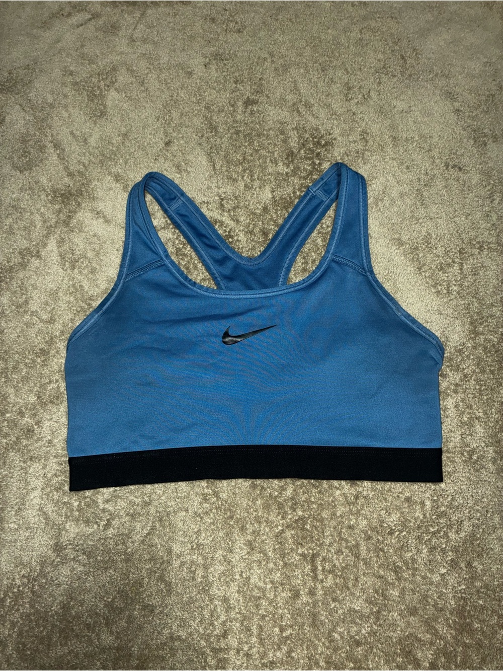 Nike Blue Racerback Sports Bra with Black Hem